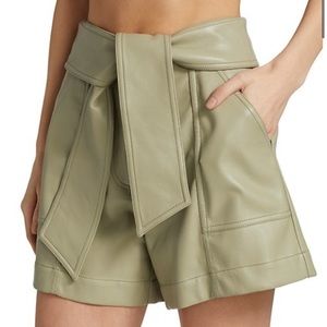 NWOT Jonathan Simkhai “Mari” Vegan Leather Tie-Waist Shorts